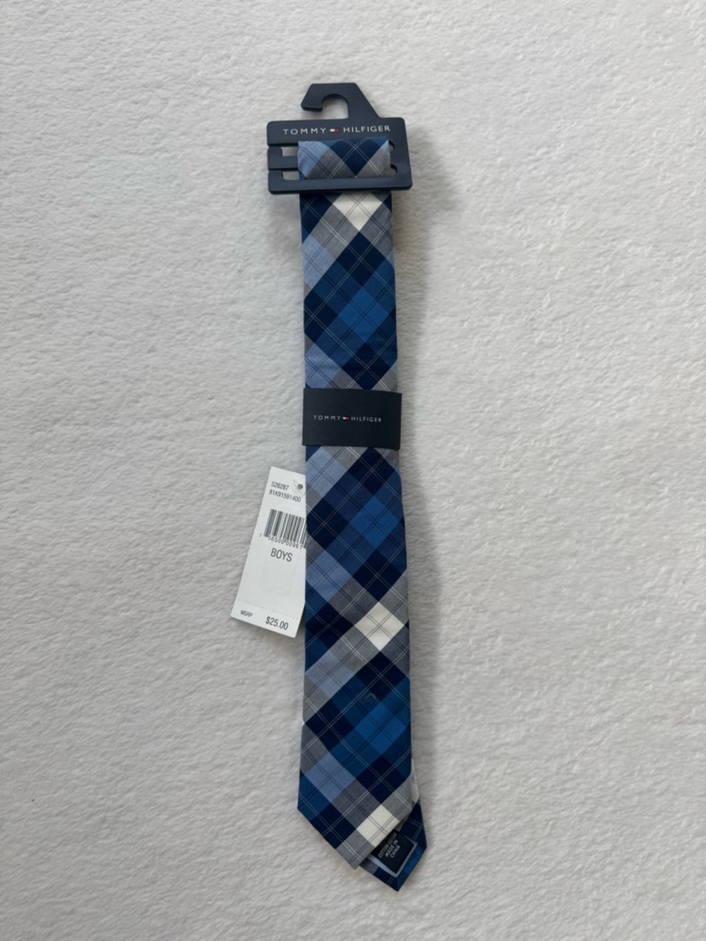 Tommy Hilfiger Blue Plaid Boys Neck Tie